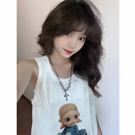 纯棉吊带运动坎肩背心无袖t恤女夏外穿设计感小众宽松篮球服上衣商品大图