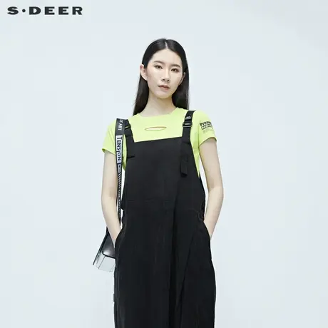 sdeer圣迪奥女装夏季个性破洞字母圆领短袖T恤S20280137图片