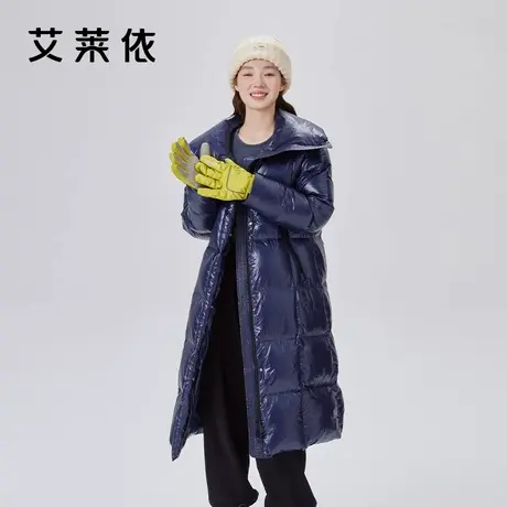 艾莱依亮色羽绒服女2023新款加厚鸭绒立领长款防风保暖户外外套冬图片