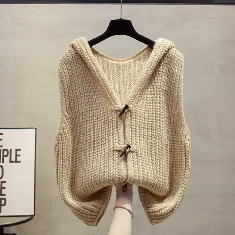 连帽宽松针织马甲背心女2025春秋新款宽松慵懒风外穿马夹毛衣坎肩图片