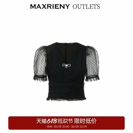 【奥莱】MAXRIENY精致复古感波点蕾丝雪纺衫千金风波点上衣女图片