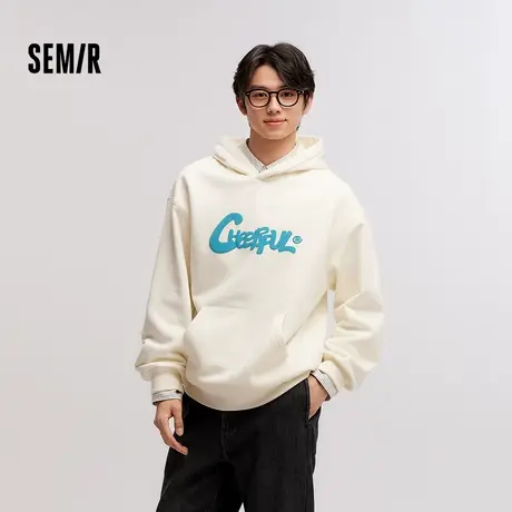 森马卫衣男发热抑菌2024冬季新款宽松连帽衣服加绒校园印花情侣装图片