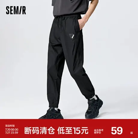 森马休闲裤男夏季抽绳宽松束脚慢跑裤简约校园运动风长裤时尚潮流商品大图