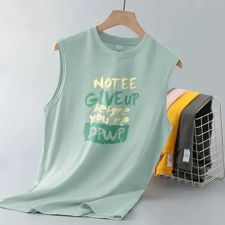 运动背心男士夏季薄款纯棉无袖t恤篮球跨栏健身全棉宽肩坎肩汗衫商品大图