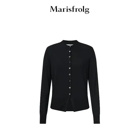 【轻密针织】玛丝菲尔夏时尚立领拼接竖纹修身针织上衣女商品大图