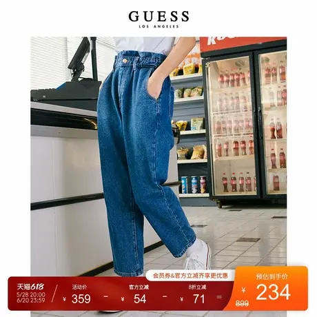 GUESS女士纯棉宽松风纯色直筒牛仔长裤-Q1FA23W55R9商品大图