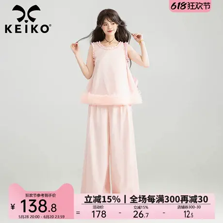 KEIKO 芭蕾风立体褶花无袖上衣背心夏季甜美少女木耳边娃娃装衬衫商品大图