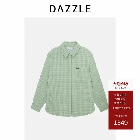 【3件65折】DAZZLE地素奥莱棉服绿色格子长袖夹克图片