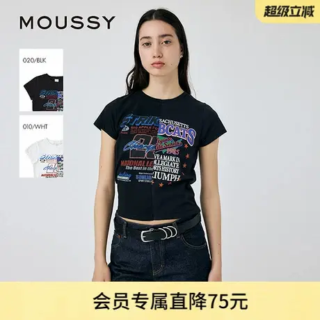 MOUSSY 2025夏季新品美式运动风活力印花短袖T恤女010ISQ90-2981图片