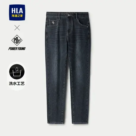 HLA/海澜之家POWER YOUNG系列牛仔裤25春秋新款绣花宽松锥形裤男图片