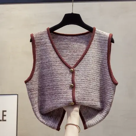 v领开衫针织马甲背心女2025春秋新款宽松外穿马夹叠穿毛衣坎肩潮商品大图