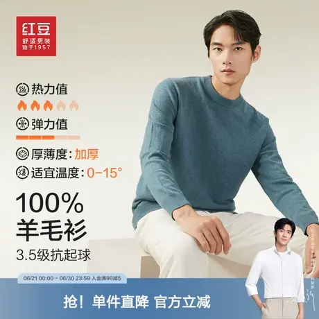 【100％纯羊毛】红豆男装羊毛衫男24秋冬毛衣针织衫中年打底衫图片