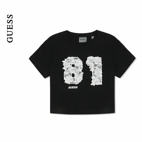 GUESS女士蕾丝贴花数字百搭款短袖T恤-V4YI14I3Z14图片