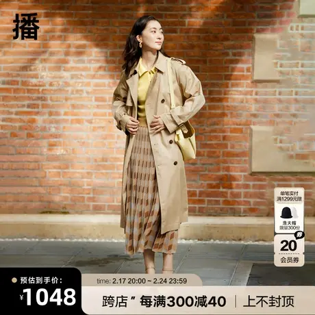 播商场同款宽松休闲风衣女春秋双排扣腰带气质上衣BDQ3FD0179商品大图