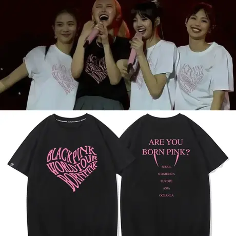 BLACKPINK亚巡BORN PINK演唱会周边同款衣服宽松短袖体T恤打底衫图片