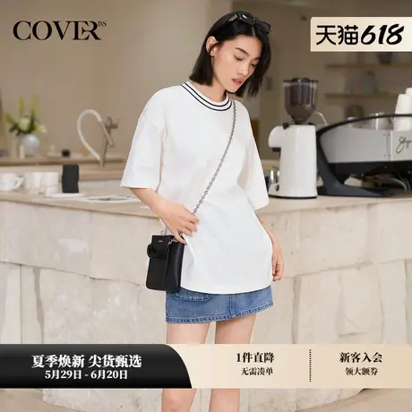 COVERINS夏款休闲长绒棉宽松针织衫上衣商品大图