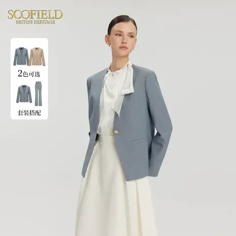 Scofield女装都市率性V字无领修身西装收腰外套2025夏季新品图片