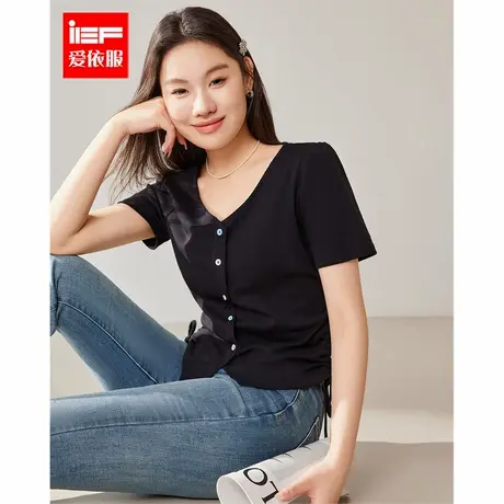 IEF/爱依服大码女装2025夏季新款微胖韩版气质百搭设计感显瘦上衣图片
