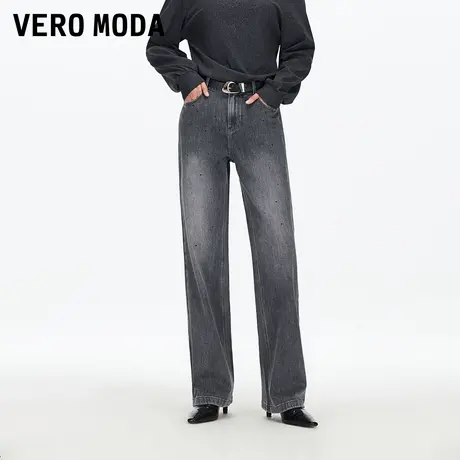 Vero Moda牛仔裤女2025秋季新款含棉钉钻水洗休闲直筒裤325332031商品大图