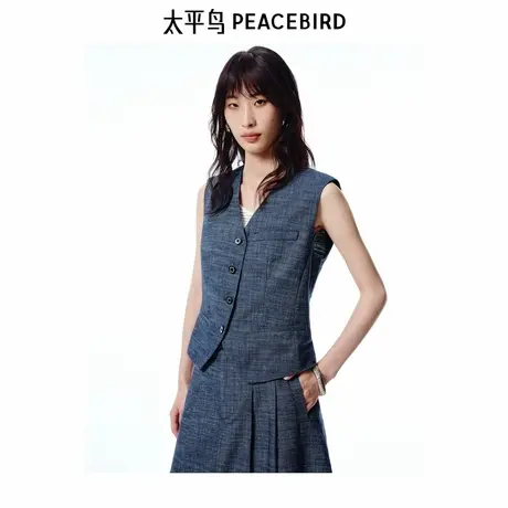 【商场同款】太平鸟女装2025年夏季新款法式V领马甲A1BGF2259商品大图