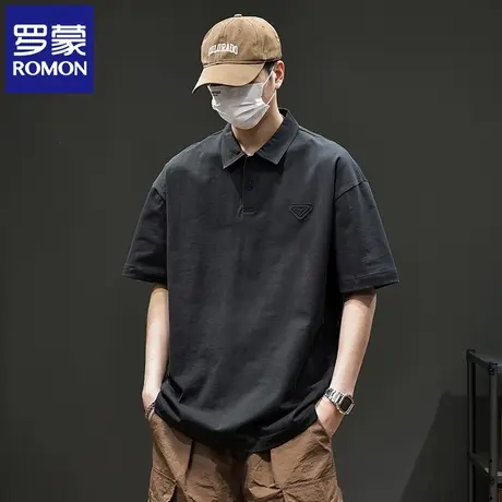 罗蒙重磅纯棉男装POLO衫夏季宽松翻领高端潮流短袖T恤2025新款N1Z商品大图