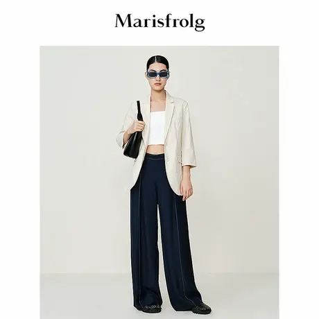 【意大利进口面料】玛丝菲尔夏季新款浅卡其色七分袖西装外套商品大图