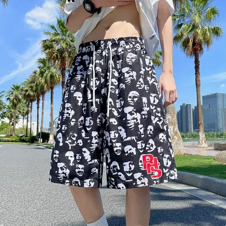 沙滩短裤男夏季2025新款薄款五分大裤衩潮牌运动宽松ins休闲裤子图片