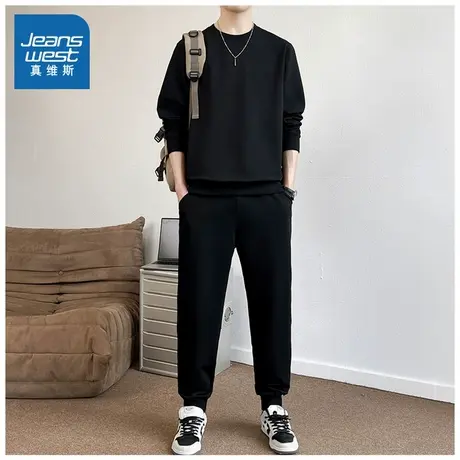WX真维斯男装休闲两件套 2025秋季新品男款长袖上衣休闲长裤套装图片
