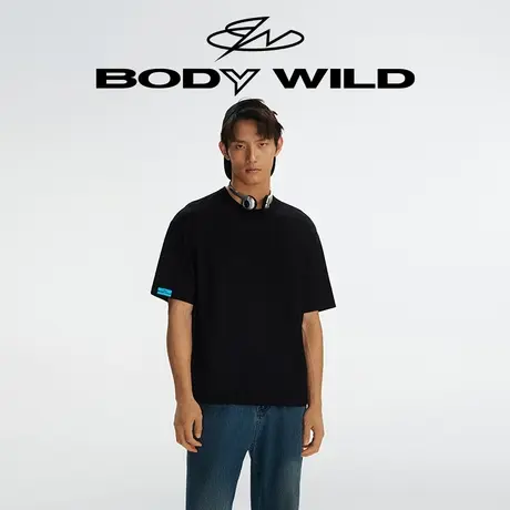 BODYWILD 限定滑板logo印花圆领短袖上衣ZBN11VJ1A图片