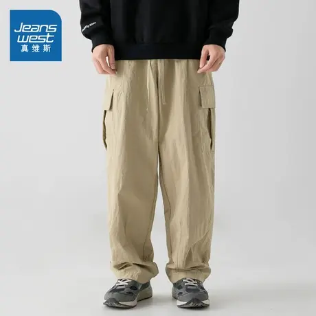 D4真维斯男装裤子2025春季新款百搭伞兵裤设计感工装裤宽松休闲裤商品大图