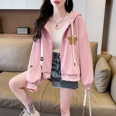 早秋外套女2024新款春秋季韩版宽松大码初秋薄款学生百搭开衫卫衣图片