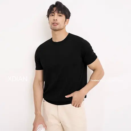 【首页会员内购直降8折】续点「07.19新品」凉感冰丝纱针织衫短袖图片