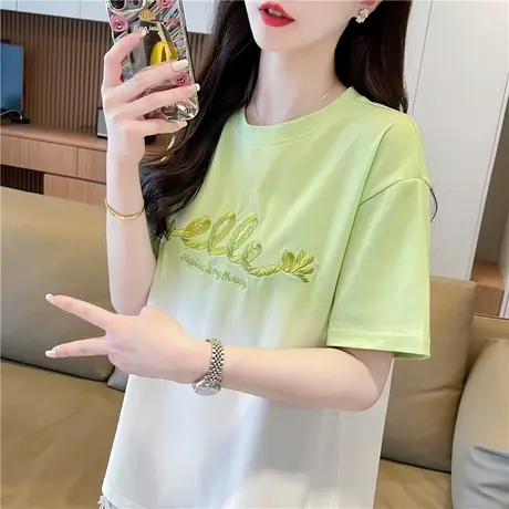 渐变色扎染短袖t恤女夏季韩版宽松大码女装设计感小众半袖上衣服商品大图