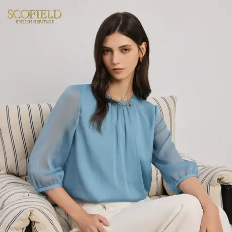 【大乐gogo严选】Scofield矜贵圆领雪纺衬衫肌理感上衣2025夏图片