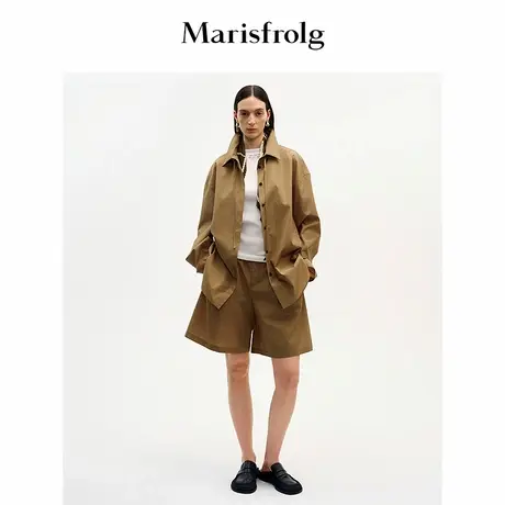 【进口面料】Marisfrolg玛丝菲尔2025秋新款抽绳设计感廓形衬衫商品大图