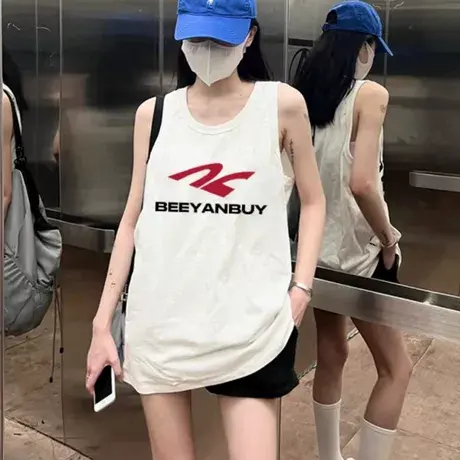 纯棉港风吊带运动坎肩背心无袖t恤女夏外穿高级感宽松篮球服上衣商品大图