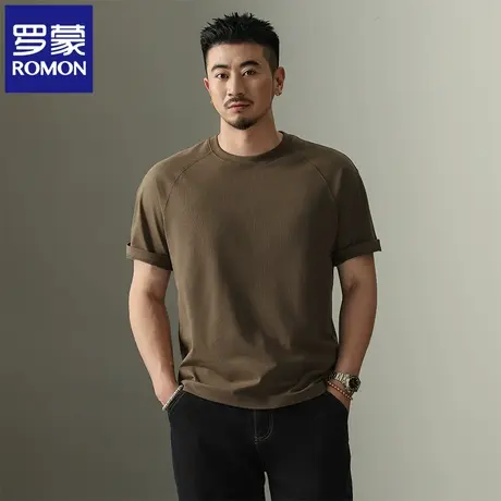 罗蒙2025夏季新款潮流T恤衫男宽松圆领时尚百搭休闲大码打底衫N1Z商品大图