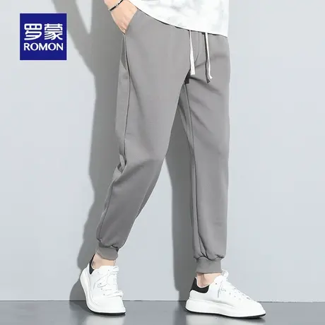 罗蒙男士休闲卫裤2025秋季新款简约百搭运动裤抽绳松紧腰宽松长裤图片