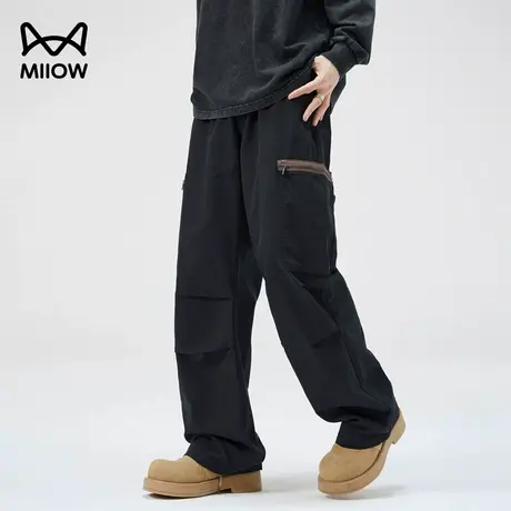 猫人天丝莱赛尔美式工装裤男复古宽松阔腿设计感多口袋休闲长裤商品大图