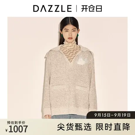 DAZZLE地素奥莱 宽松翻领粗花呢长袖连衣裙上衣女2E1O6153J图片