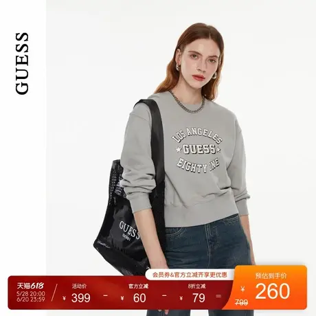 GUESS女士美式休闲logo短款长袖卫衣-W4PP77K2Q45图片
