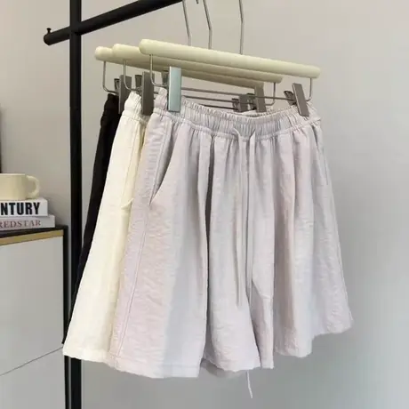 ins超火阔腿休闲短裤女夏季韩版百搭松紧高腰运动沙滩热裤子外穿商品大图