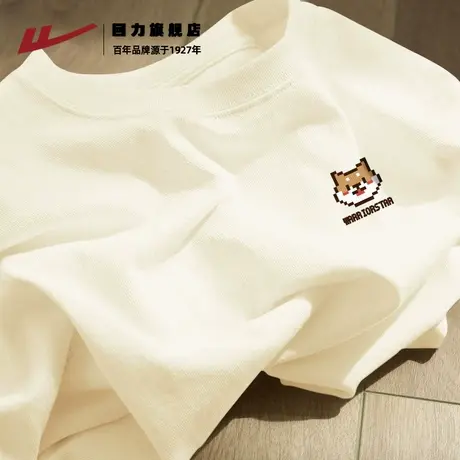 回力浅米t恤短袖男款夏季宽松大码打底衫男休闲透气半截袖情侣款K图片