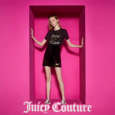 Juicy Couture橘滋23新款时尚低调女装珠片绣丝绒女士短裙商品大图