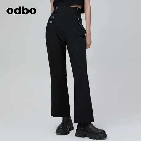 odbo/欧迪比欧原创设计时尚复古休闲裤女夏冬新款百搭喇叭裤商品大图