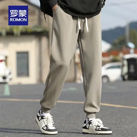 罗蒙男士休闲卫裤2025秋季新款简约百搭运动裤松紧腰抽绳宽松长裤图片