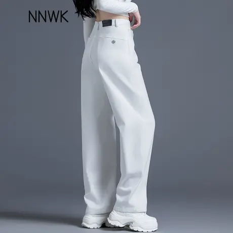 白色牛仔裤女2025年新款春秋女士宽松今年流行的白裤子阔腿弯刀裤商品大图