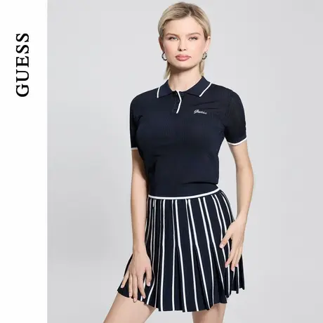 GUESS25年新款春季女士舒适透气polo领针织短袖上衣-V5GP00Z3D60图片