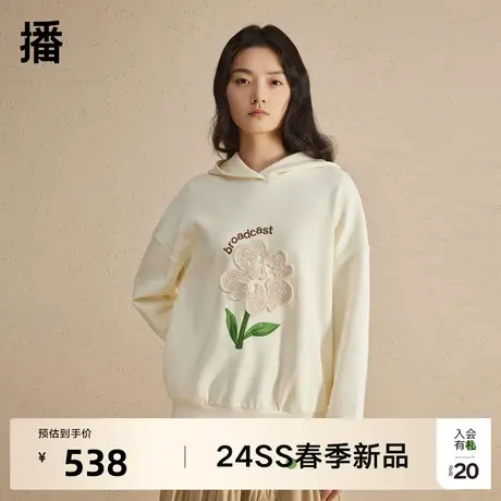 播连帽卫衣女2024春季新款oversize小个子短款长袖上衣DDR1VD5176商品大图