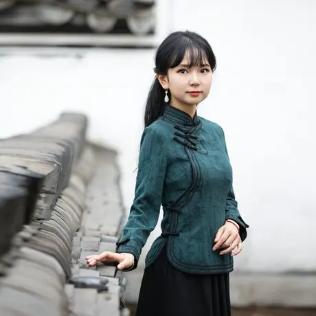 筠雅唐装女中国风改良旗袍上衣时尚棉麻茶服高端洋气盘扣中式女装商品大图